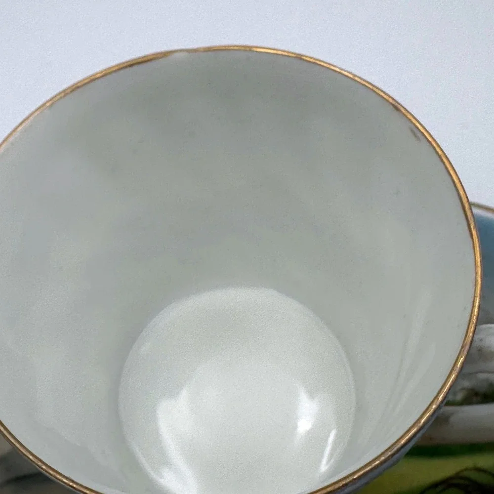 Vintage MCM Japanese‎ Landscape Porcelain Hand Decorated Teacup & Saucer